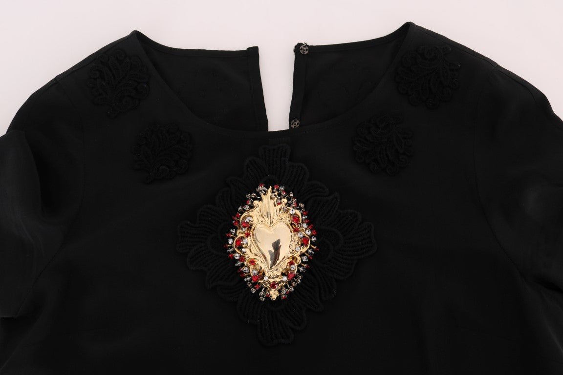 Black Sacred Heart Lace Top Blouse - coffeewithmee2Dolce & GabbanaP2047S