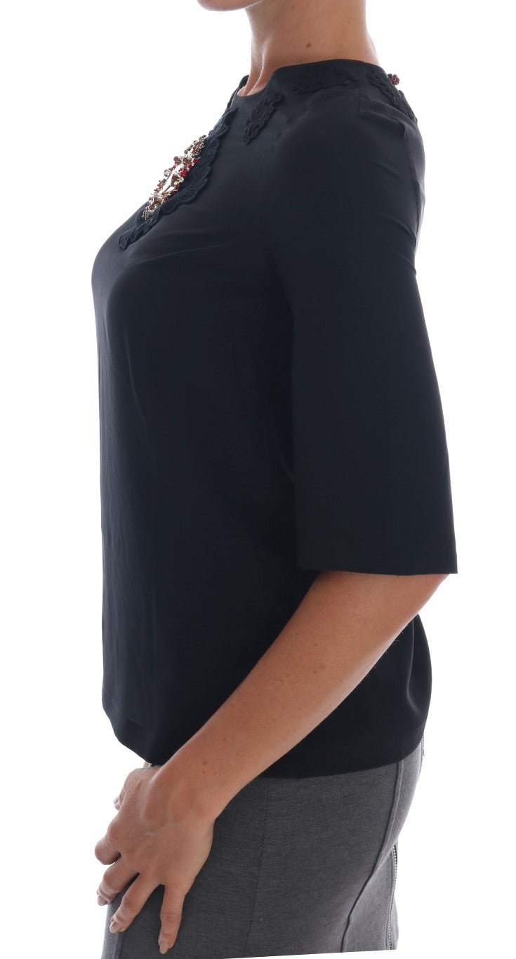 Black Sacred Heart Lace Top Blouse - coffeewithmee2Dolce & GabbanaP2047S