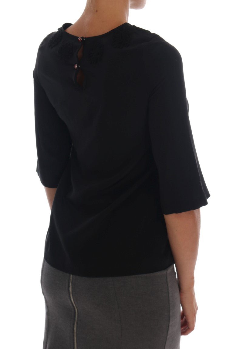 Black Sacred Heart Lace Top Blouse - coffeewithmee2Dolce & GabbanaP2047S