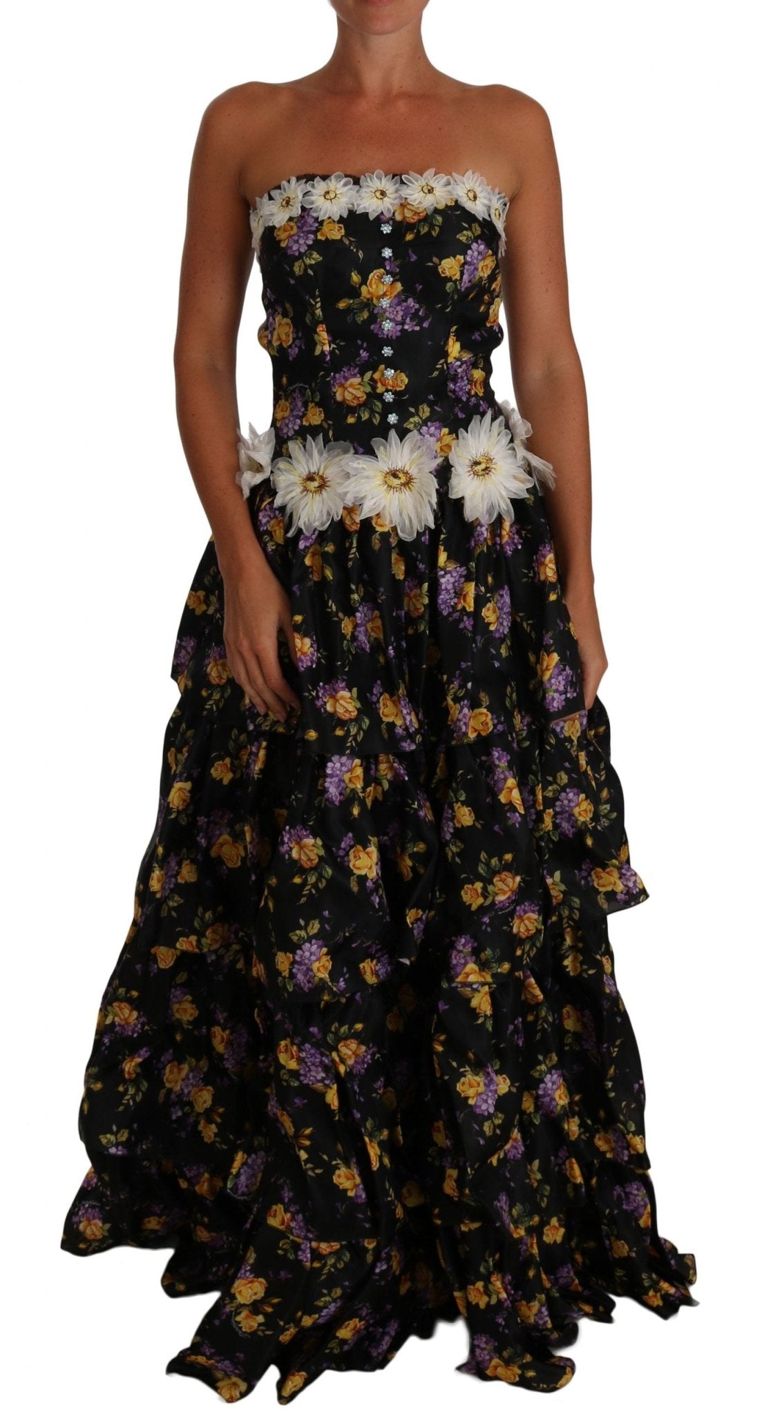 Black Sartoria Ball Floral Rose Crystal Dress - coffeewithmee2Dolce & GabbanaP1384S