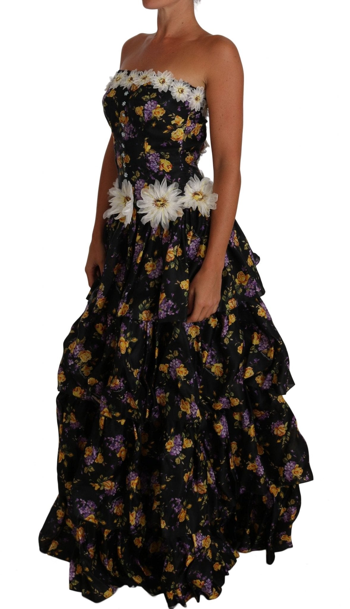 Black Sartoria Ball Floral Rose Crystal Dress - coffeewithmee2Dolce & GabbanaP1384S