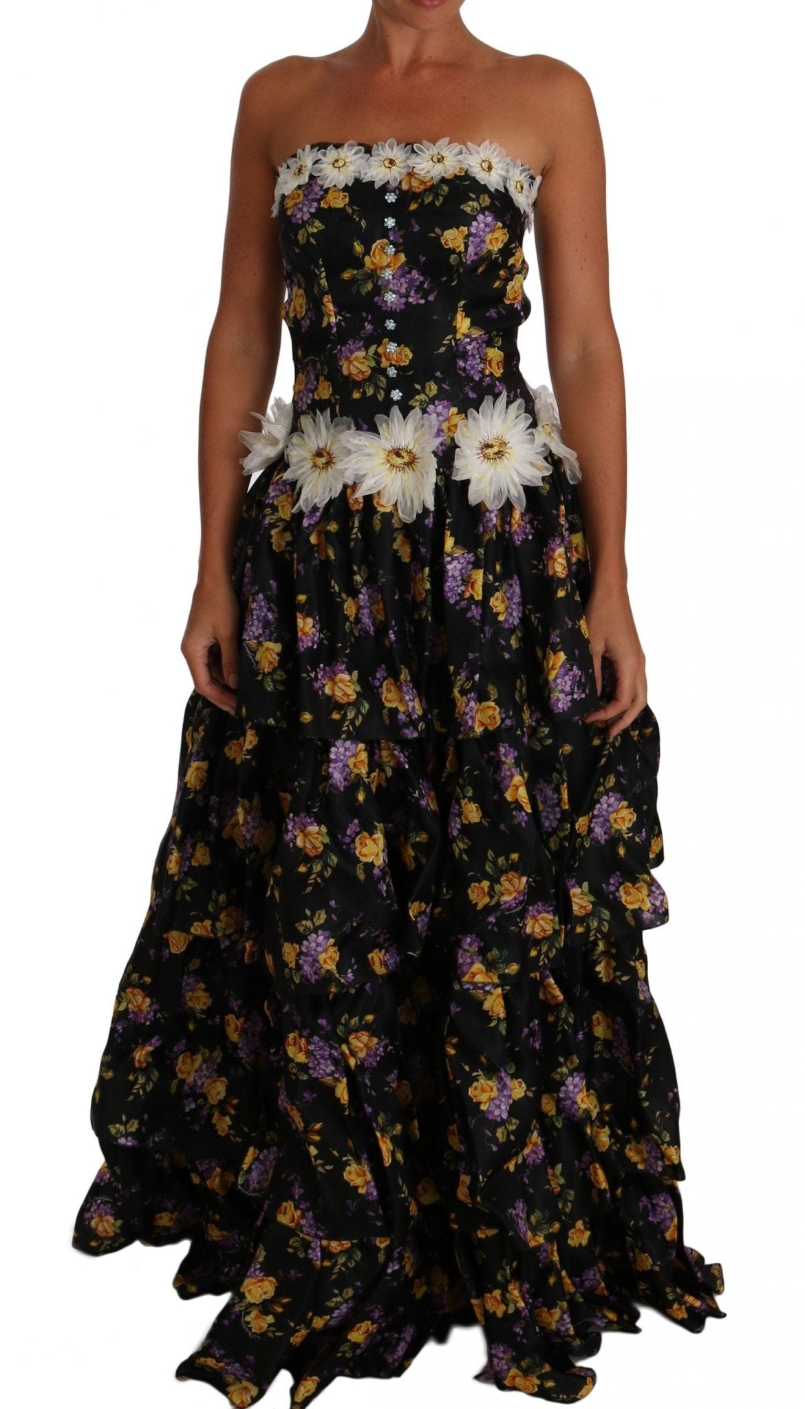 Black Sartoria Ball Floral Rose Crystal Dress - coffeewithmee2Dolce & GabbanaP1384S