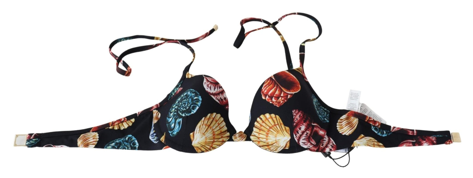 Black Seashells Print Halter Swimwear Bikini Tops - coffeewithmee2Dolce & GabbanaP4139S