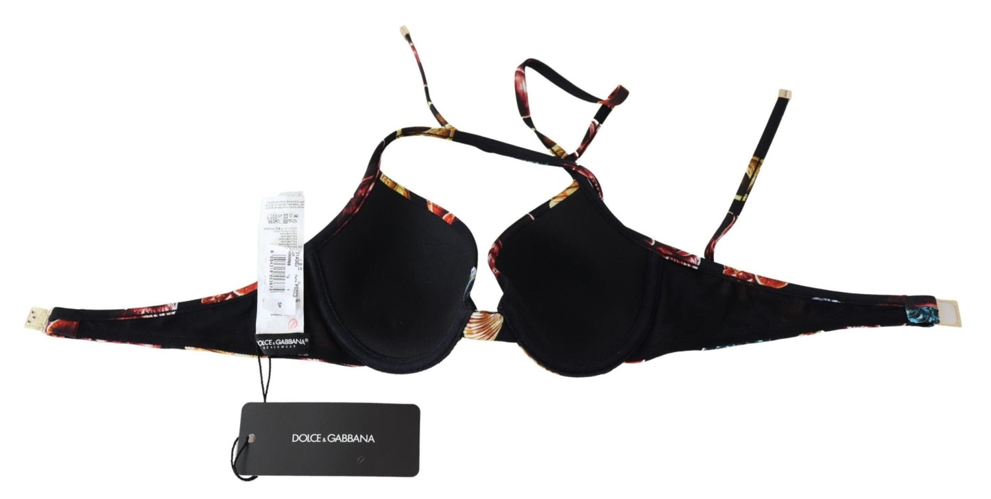 Black Seashells Print Halter Swimwear Bikini Tops - coffeewithmee2Dolce & GabbanaP4139S