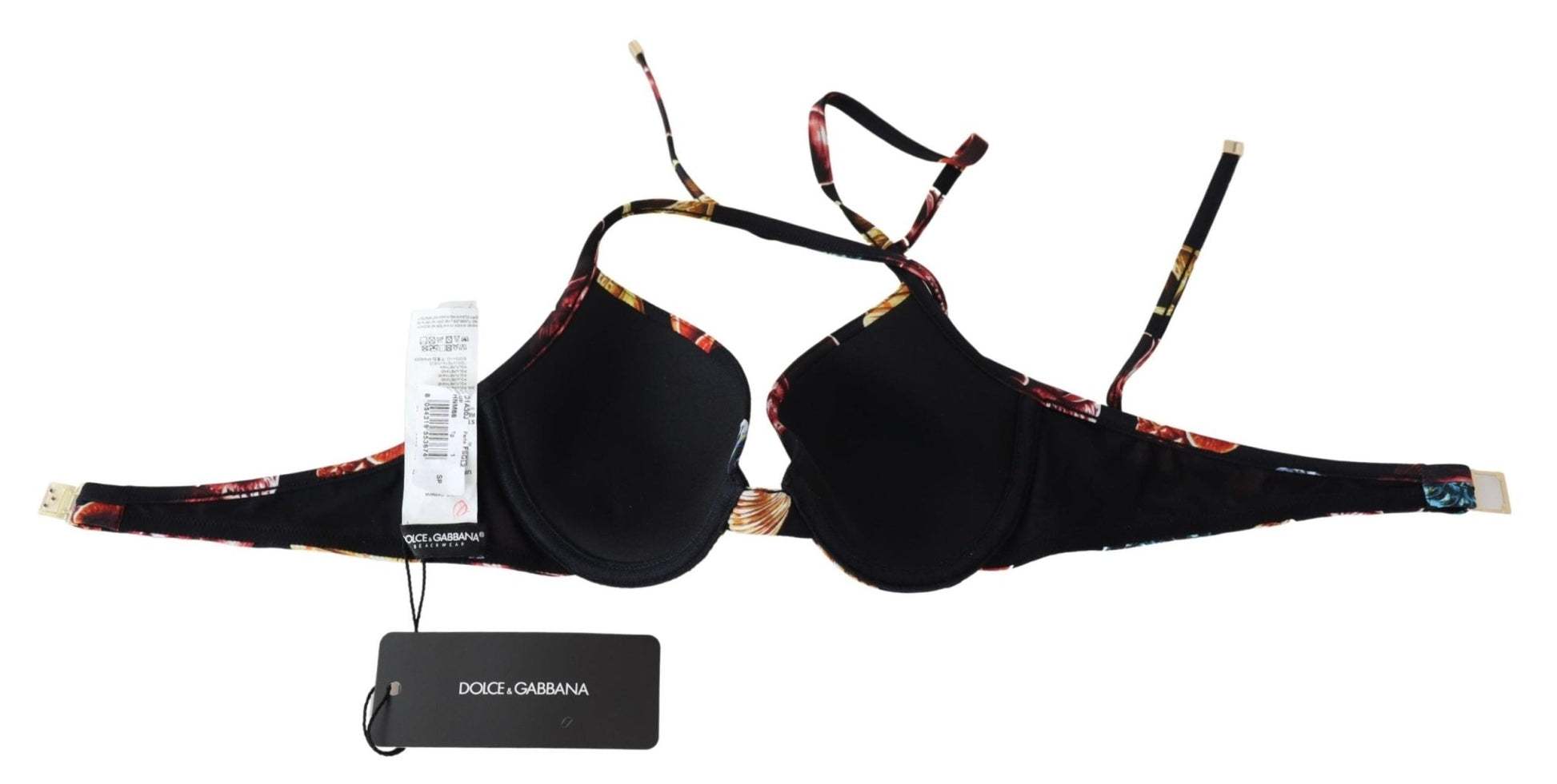 Black Seashells Print Halter Swimwear Bikini Tops - coffeewithmee2Dolce & GabbanaP4139S