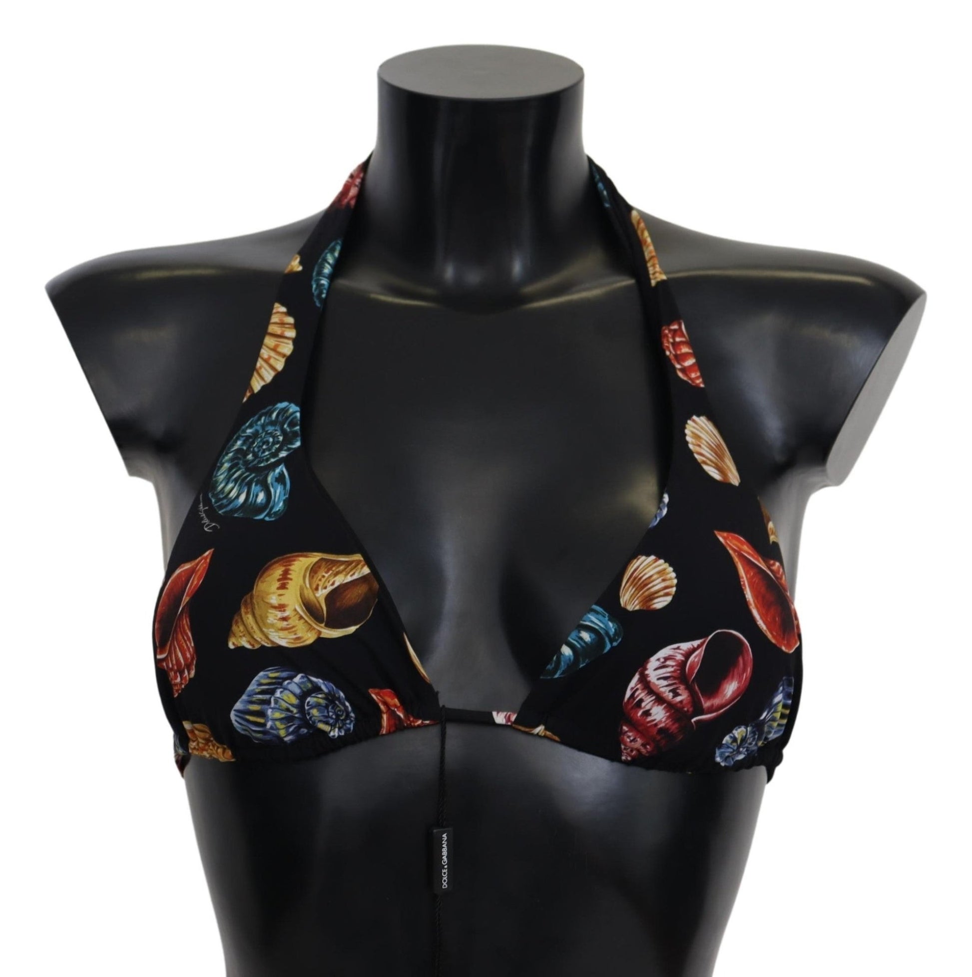 Black Seashells Print Halter Swimwear Bikini Tops - coffeewithmee2Dolce & GabbanaP4140S