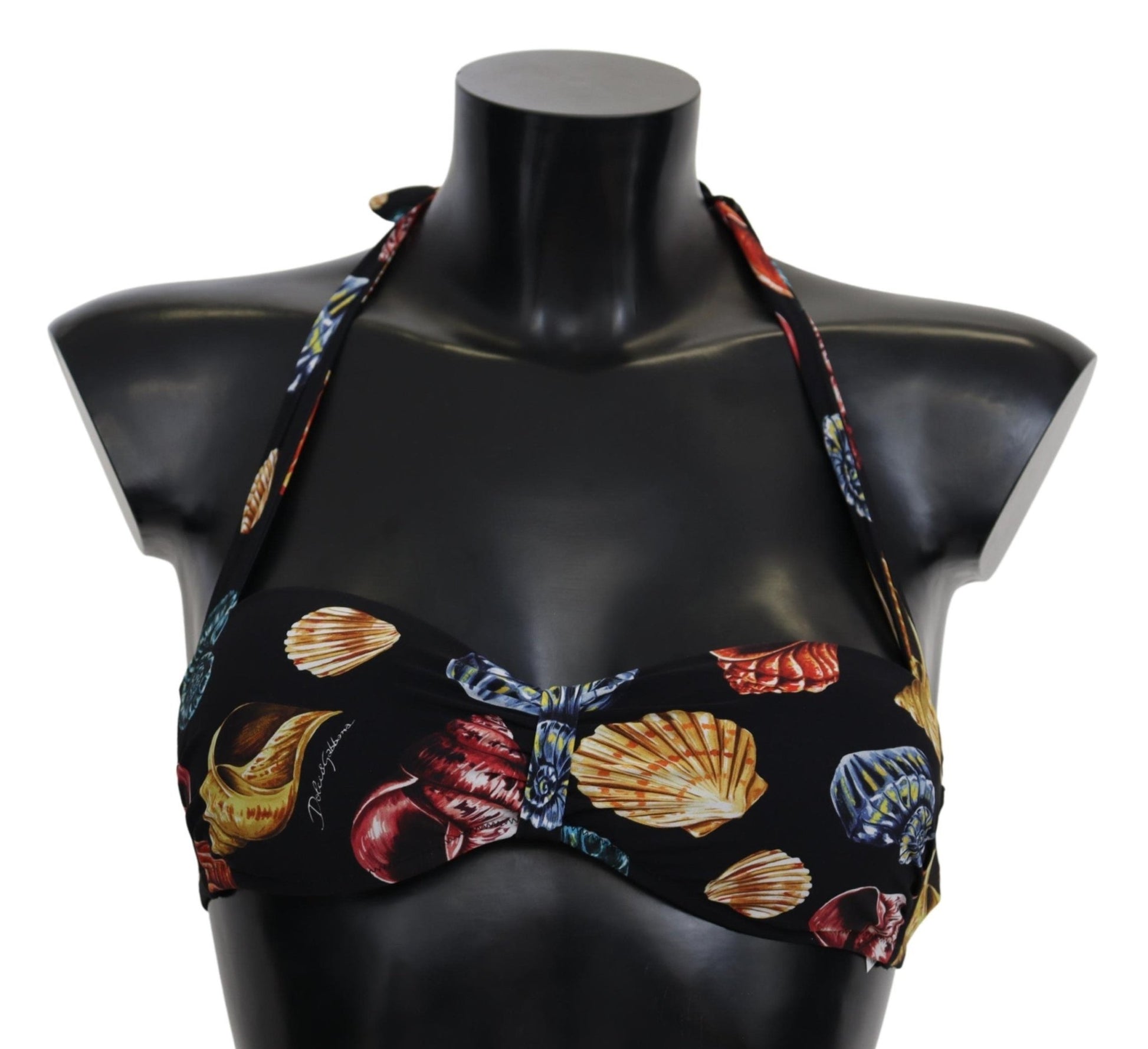 Black Seashells Print Halter Swimwear Bikini Tops - coffeewithmee2Dolce & GabbanaP4137S