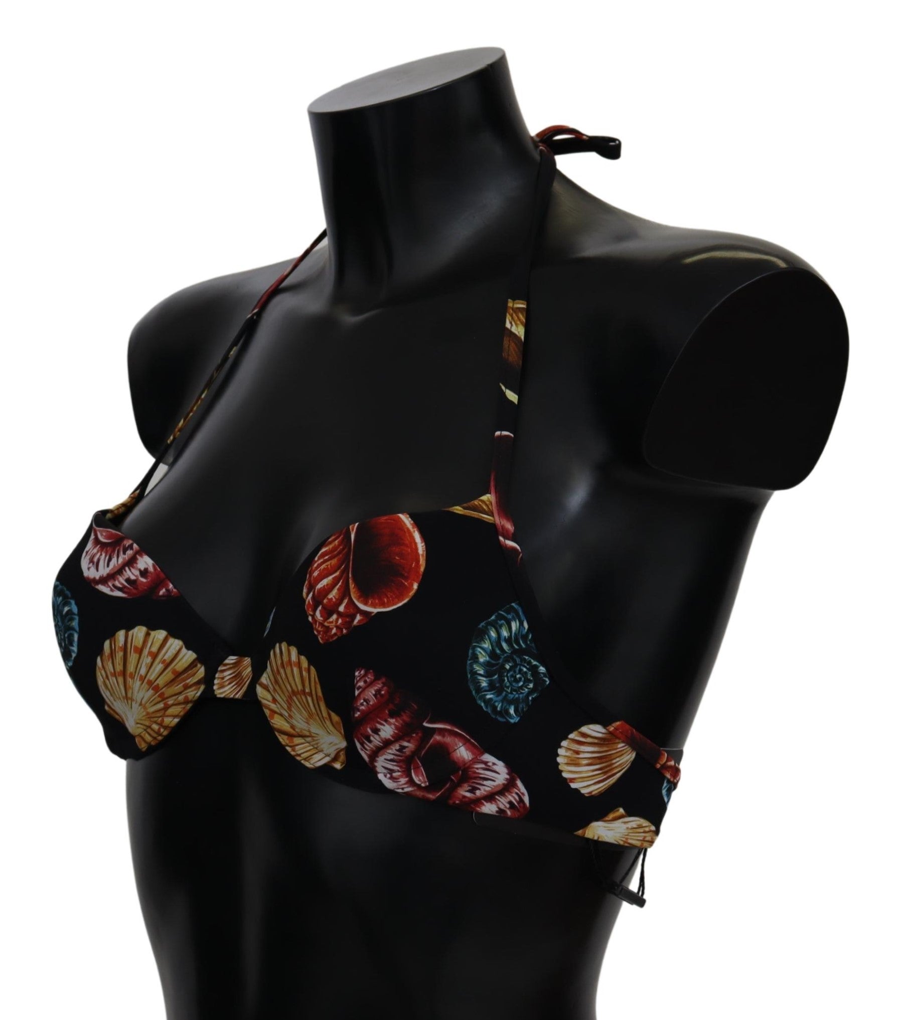 Black Seashells Print Halter Swimwear Bikini Tops - coffeewithmee2Dolce & GabbanaP4139S