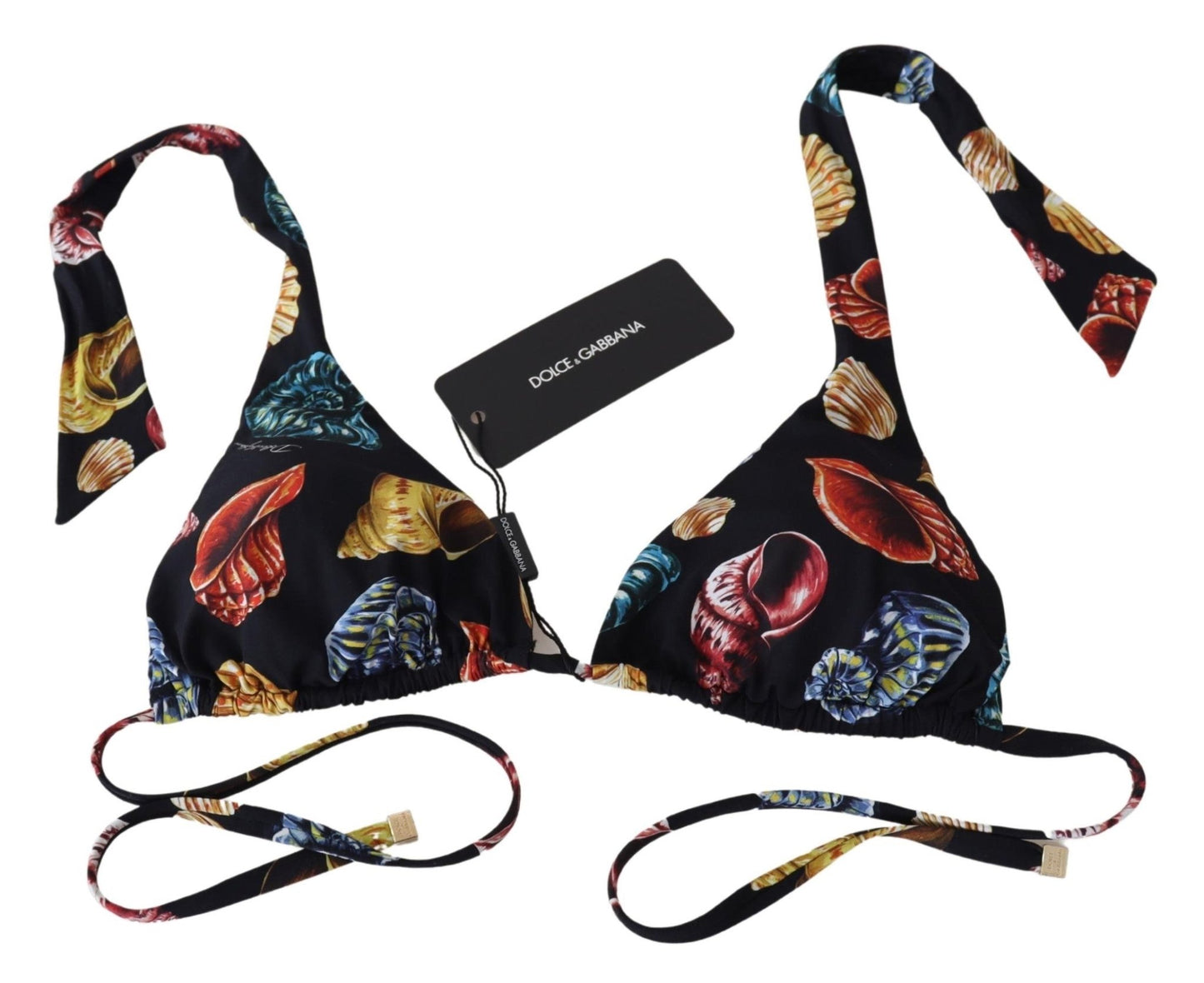Black Seashells Print Halter Swimwear Bikini Tops - coffeewithmee2Dolce & GabbanaP4140S