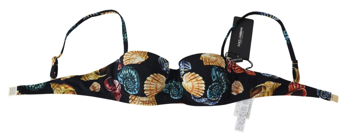 Black Seashells Print Women Swimwear Bikini Tops - coffeewithmee2Dolce & GabbanaP4138S