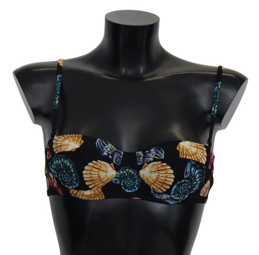 Black Seashells Print Women Swimwear Bikini Tops - coffeewithmee2Dolce & GabbanaP4138S