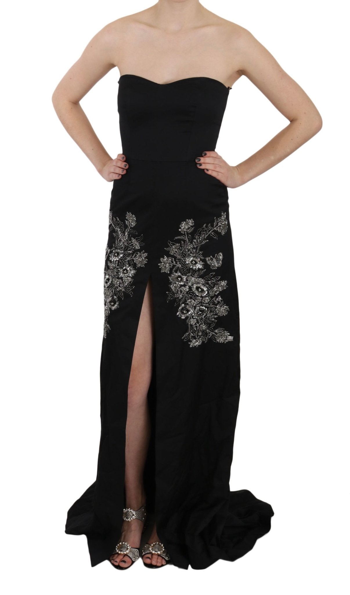 Black Sequined Flare Ball Gown Dress - coffeewithmee2John RichmondP2414S