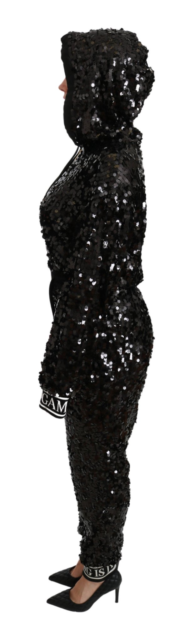 Black Sequined Hooded Sweater Dress Jumpsuit - coffeewithmee2Dolce & GabbanaP2857S