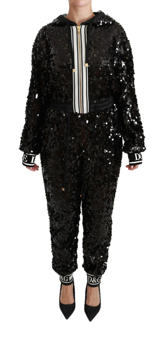 Black Sequined Hooded Sweater Dress Jumpsuit - coffeewithmee2Dolce & GabbanaP2857S