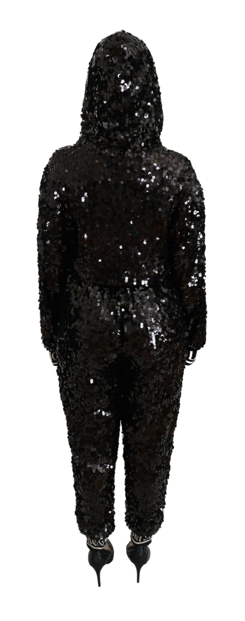Black Sequined Hooded Sweater Dress Jumpsuit - coffeewithmee2Dolce & GabbanaP2857S