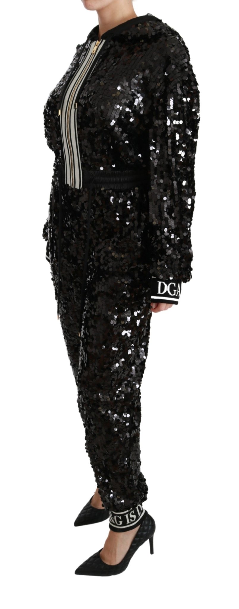 Black Sequined Hooded Sweater Dress Jumpsuit - coffeewithmee2Dolce & GabbanaP2857S