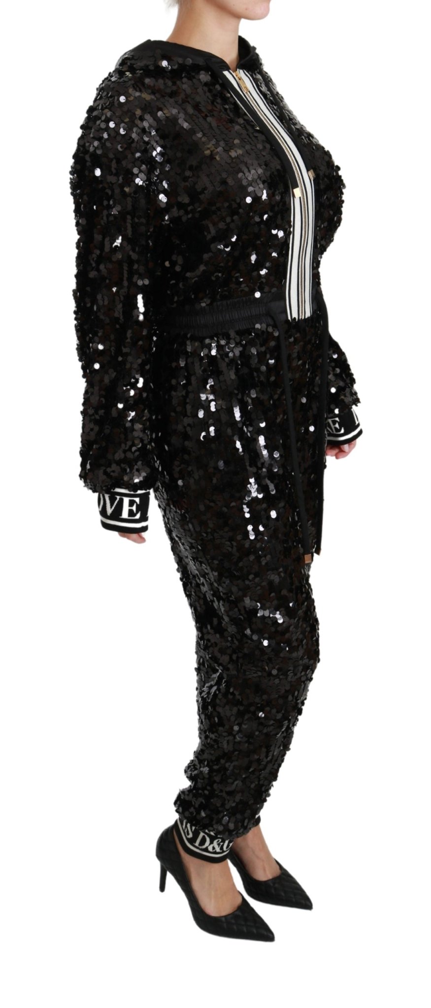 Black Sequined Hooded Sweater Dress Jumpsuit - coffeewithmee2Dolce & GabbanaP2857S