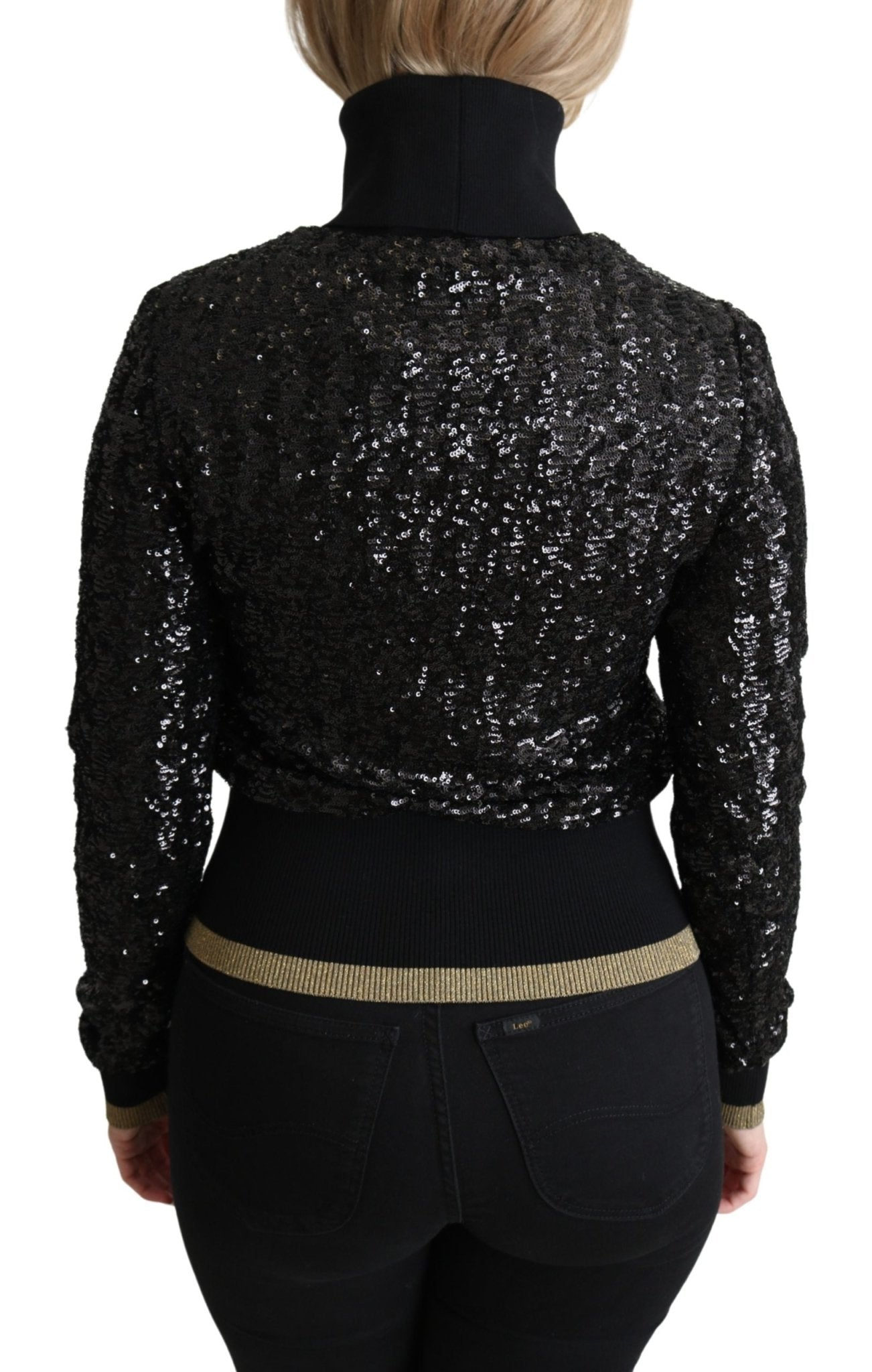 Black Sequined Knitted Turtle Neck Sweater - coffeewithmee2Dolce & GabbanaP3700S