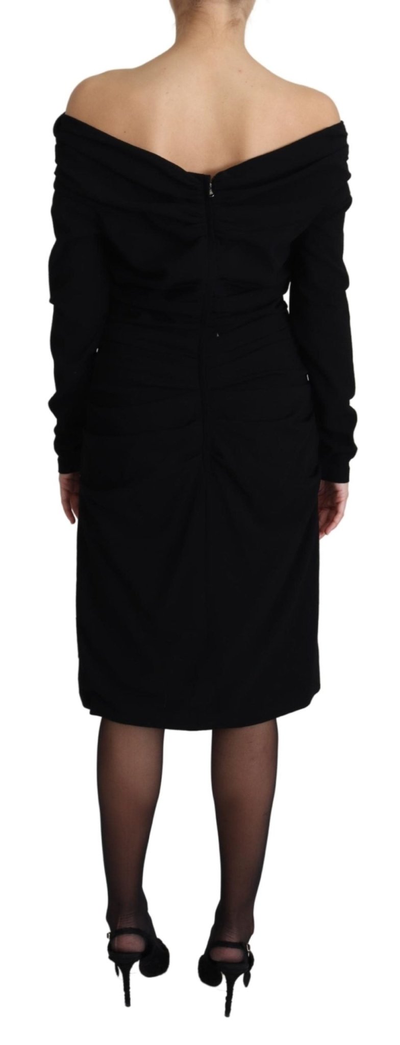 Black Sheath Open Shoulder Wool Dress - coffeewithmee2Dolce & GabbanaP3794S