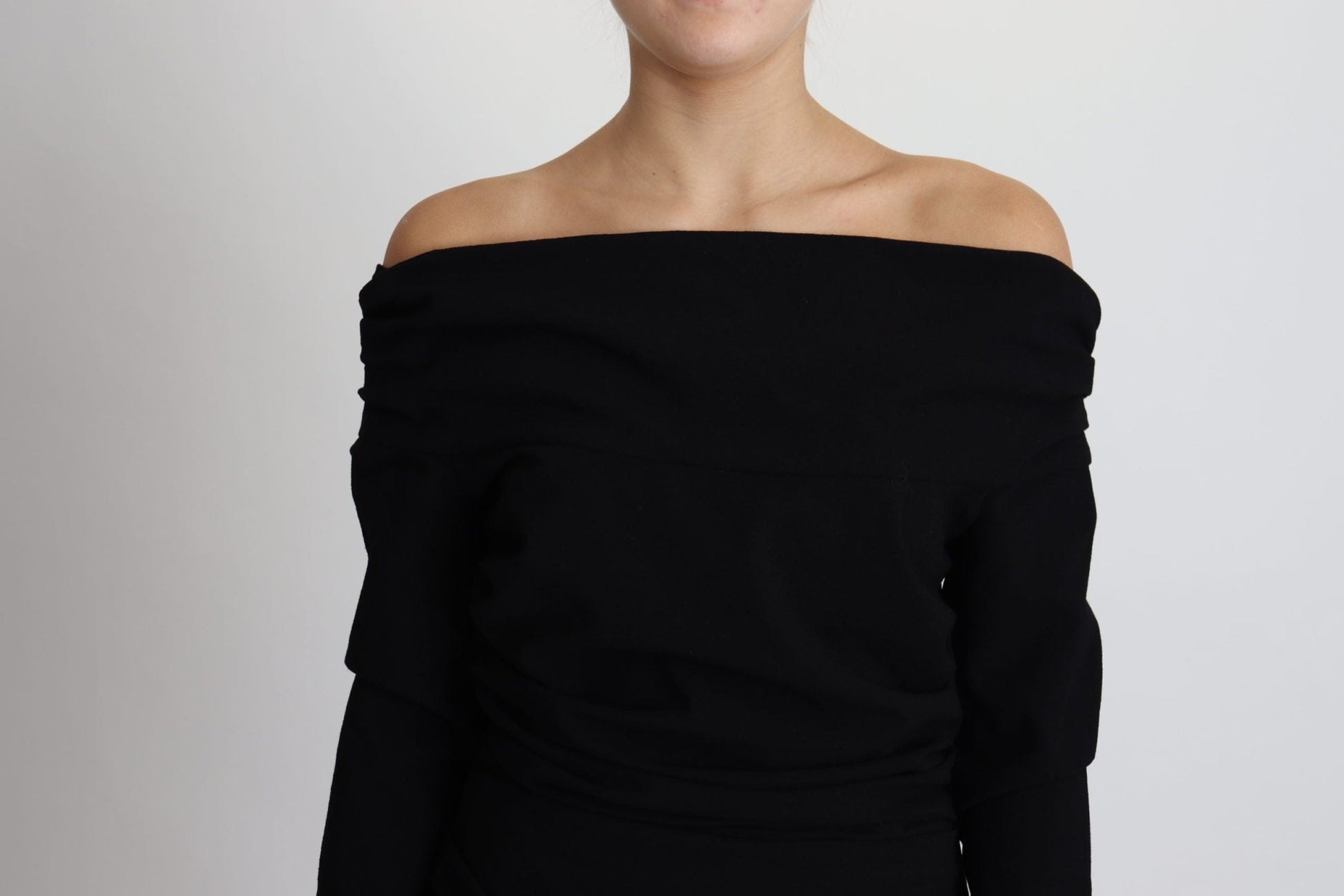 Black Sheath Open Shoulder Wool Dress - coffeewithmee2Dolce & GabbanaP3794S