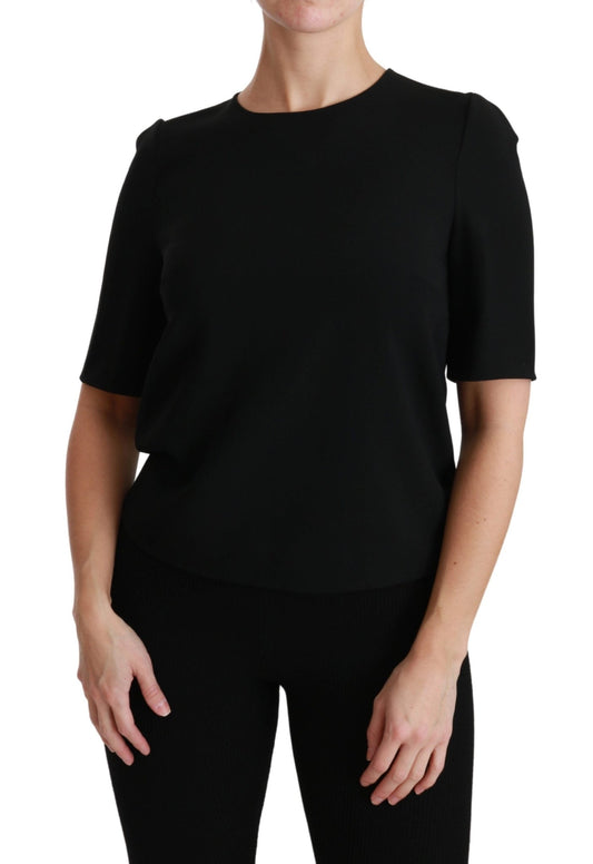 Black Short Sleeve Casual Top Stretch Blouse - coffeewithmee2Dolce & GabbanaP2887S