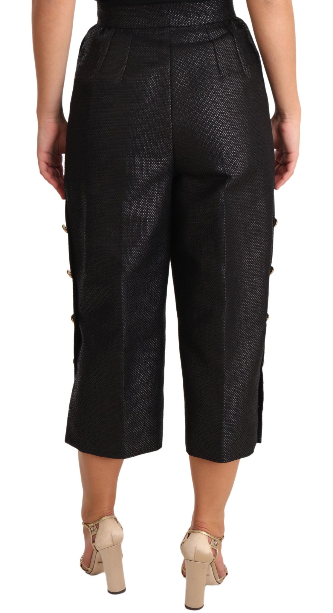 Black Side Buttons Cotton Cropped Pants - coffeewithmee2Dolce & GabbanaP1564S