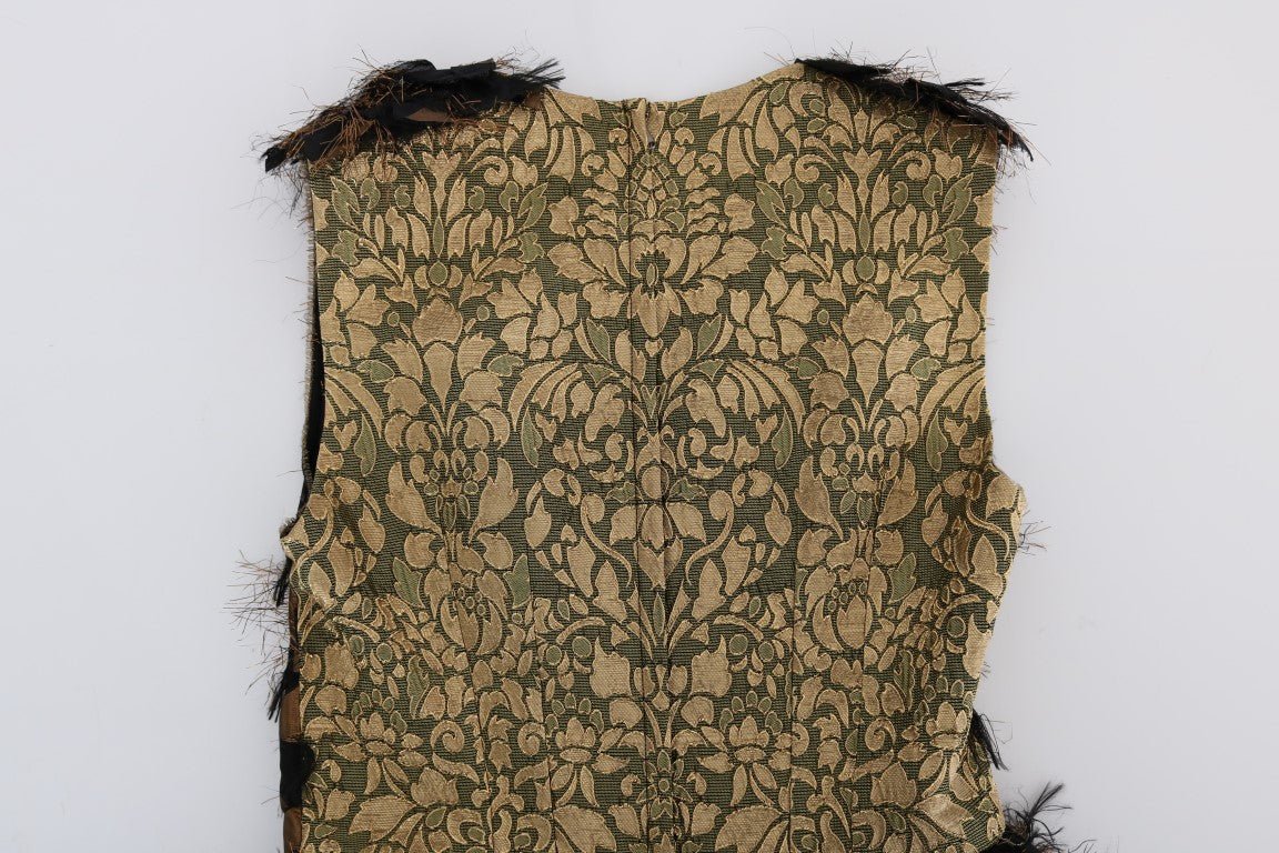 Black Silk Brown Fringes A-Line Dress - coffeewithmee2Dolce & GabbanaP1970S