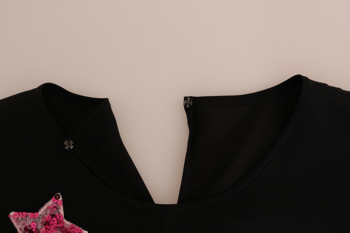 Black Silk Fairy Tale Top Crystal Blouse - coffeewithmee2Dolce & GabbanaP1337S