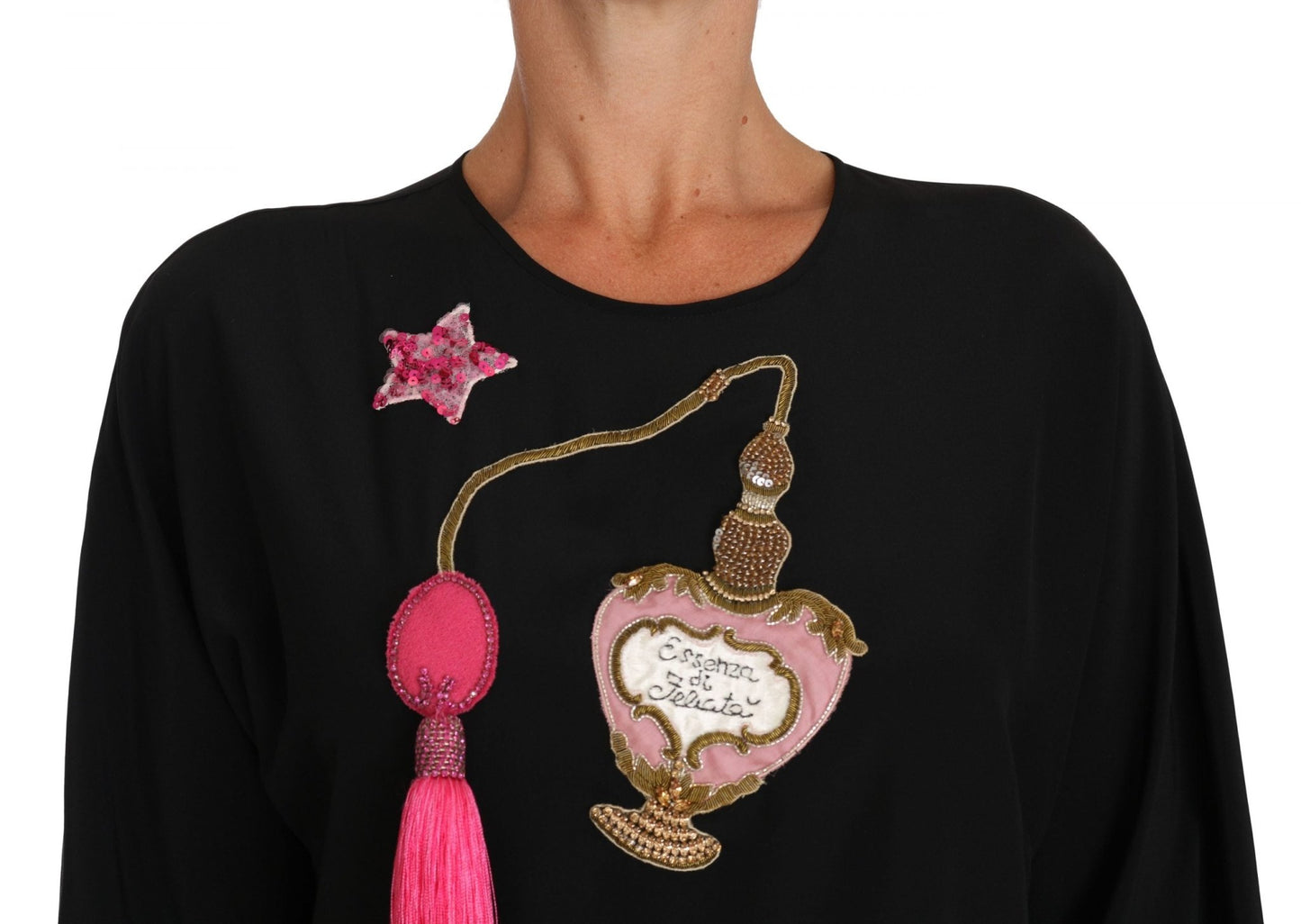 Black Silk Fairy Tale Top Crystal Blouse T-shirt - coffeewithmee2Dolce & GabbanaP1448S