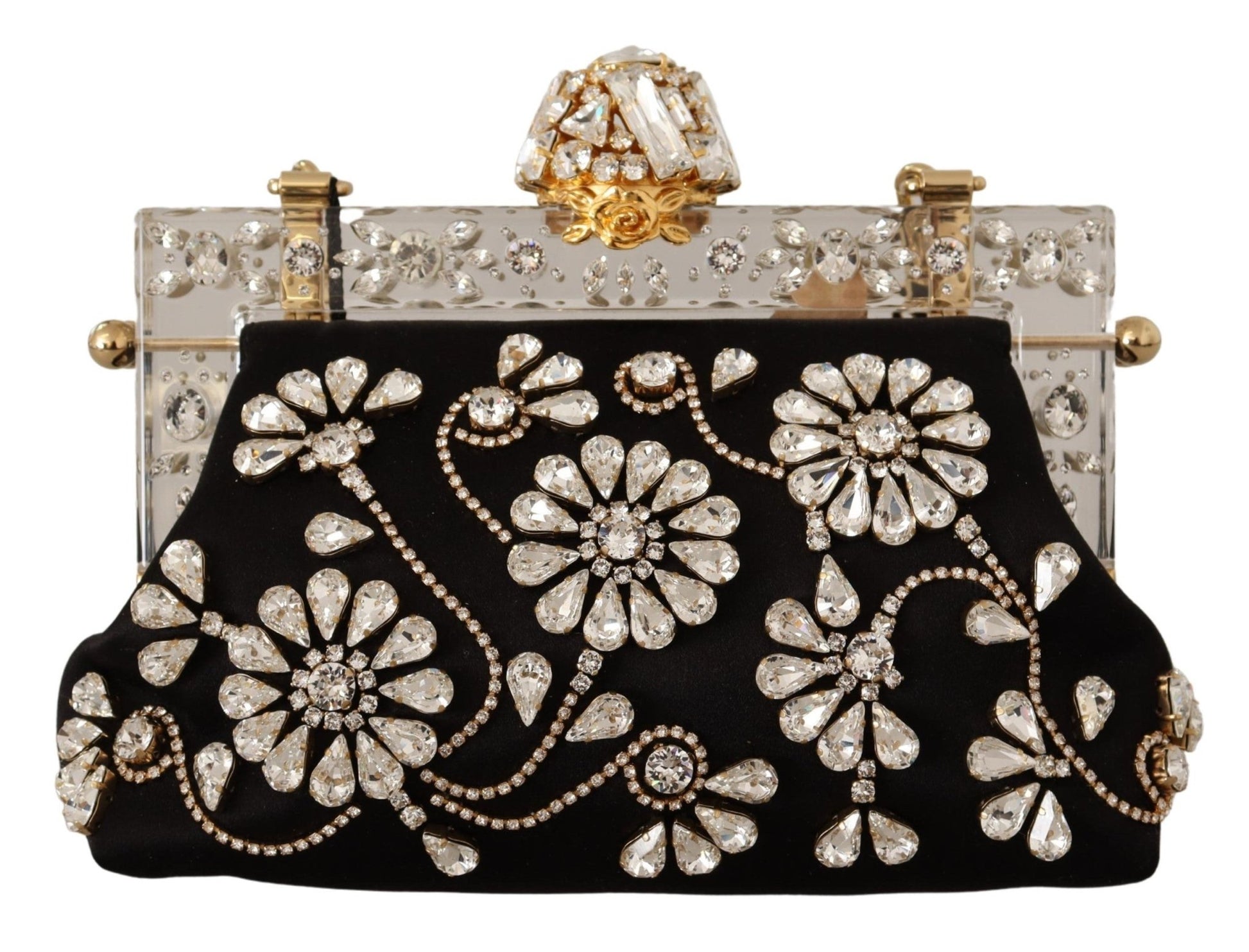 Black Silk Floral Crystal Clutch Evening VANDA Bag - coffeewithmee2Dolce & GabbanaP0393S