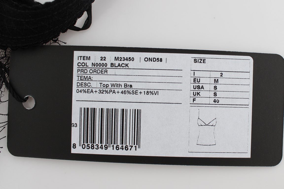 Black Silk Floral Lace Lingerie Top - coffeewithmee2Dolce & GabbanaP1673S