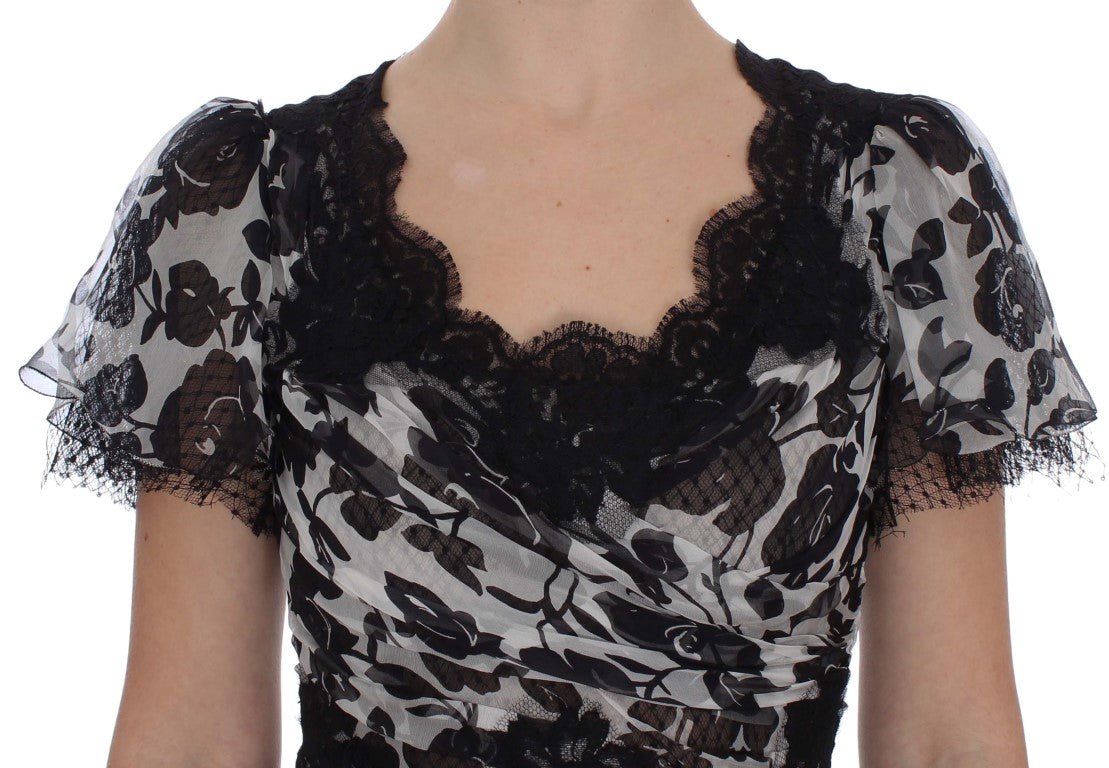 Black Silk Floral Lace Ricamo Ball Maxi Dress - coffeewithmee2Dolce & GabbanaP1011S
