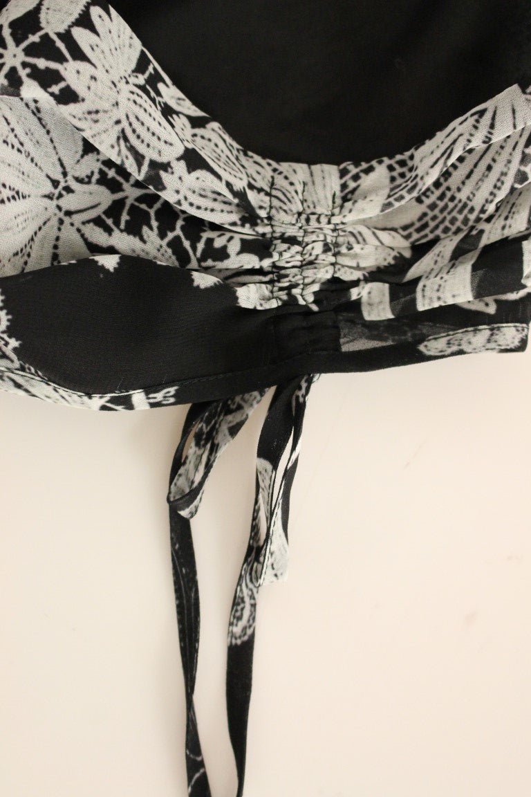 Black Silk Floral Pattern Shift Coctail Dress - coffeewithmee2Sachin & BabiP1216S