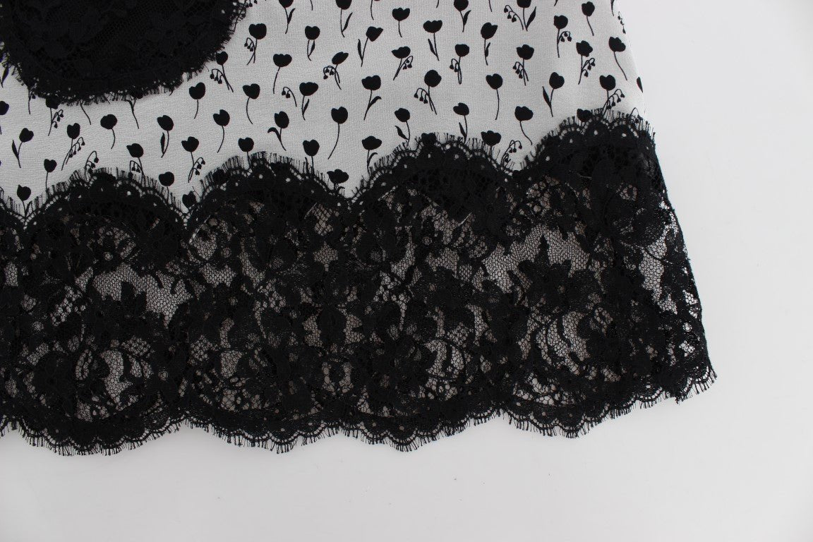 Black Silk Lace Babydoll Lingerie Top - coffeewithmee2Dolce & GabbanaP1160S