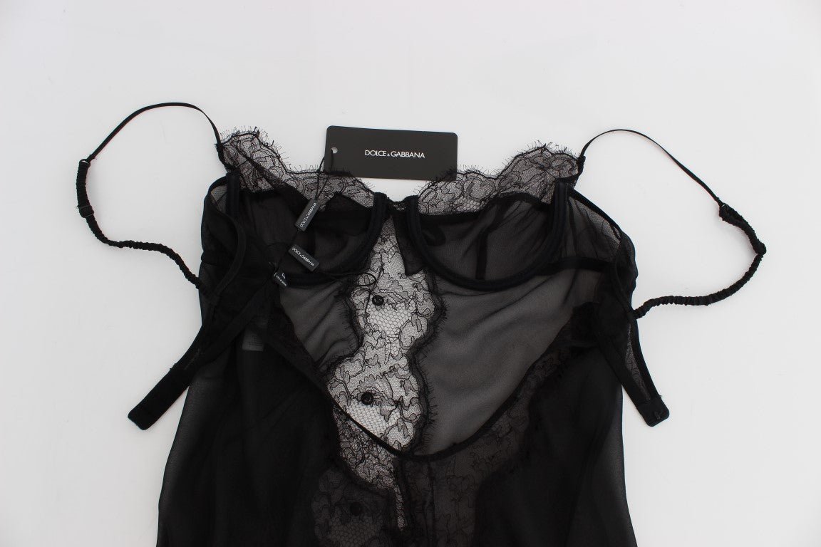 Black Silk Lace Babydoll Lingerie Top - coffeewithmee2Dolce & GabbanaP1156S