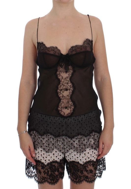 Black Silk Lace Babydoll Lingerie Top - coffeewithmee2Dolce & GabbanaP1156S