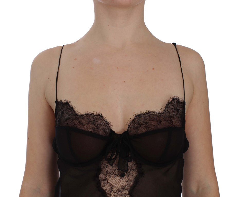 Black Silk Lace Babydoll Lingerie Top - coffeewithmee2Dolce & GabbanaP1156S