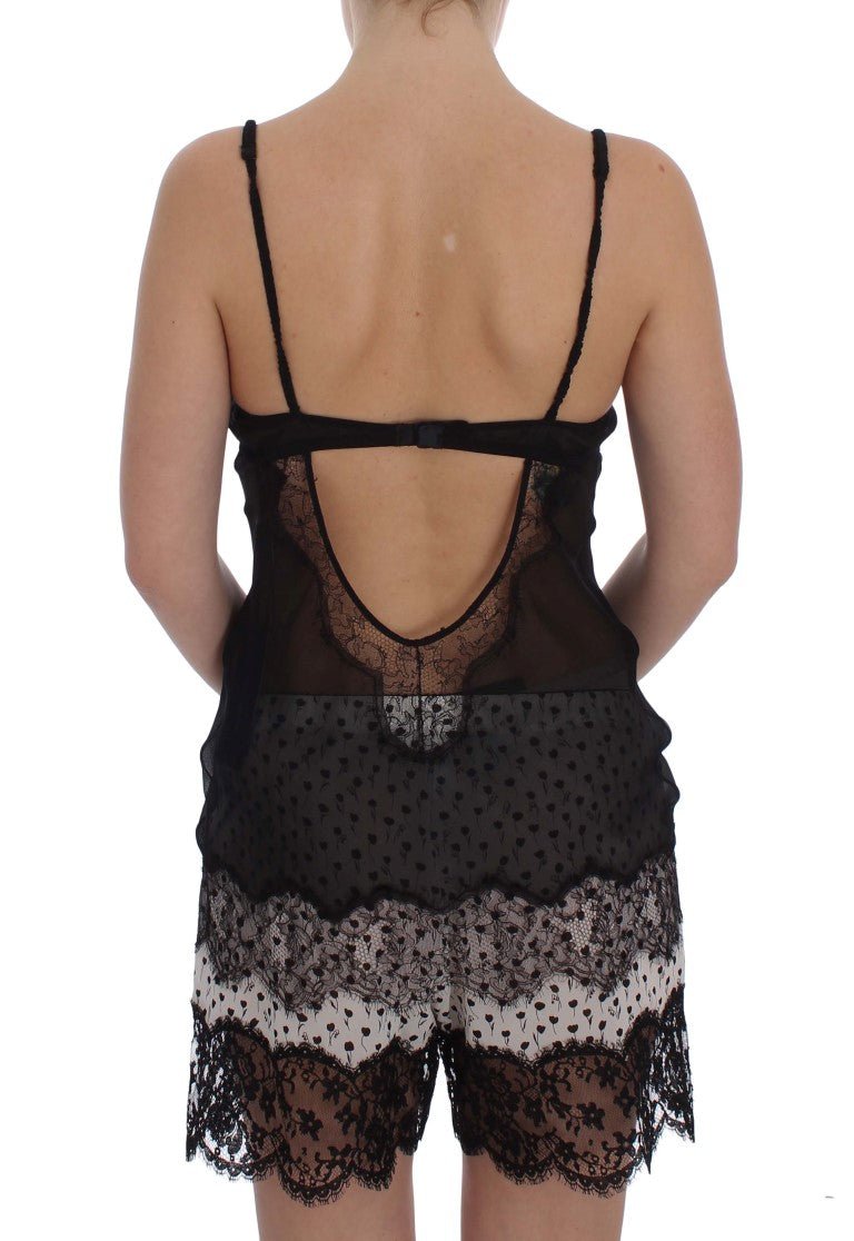 Black Silk Lace Babydoll Lingerie Top - coffeewithmee2Dolce & GabbanaP1156S