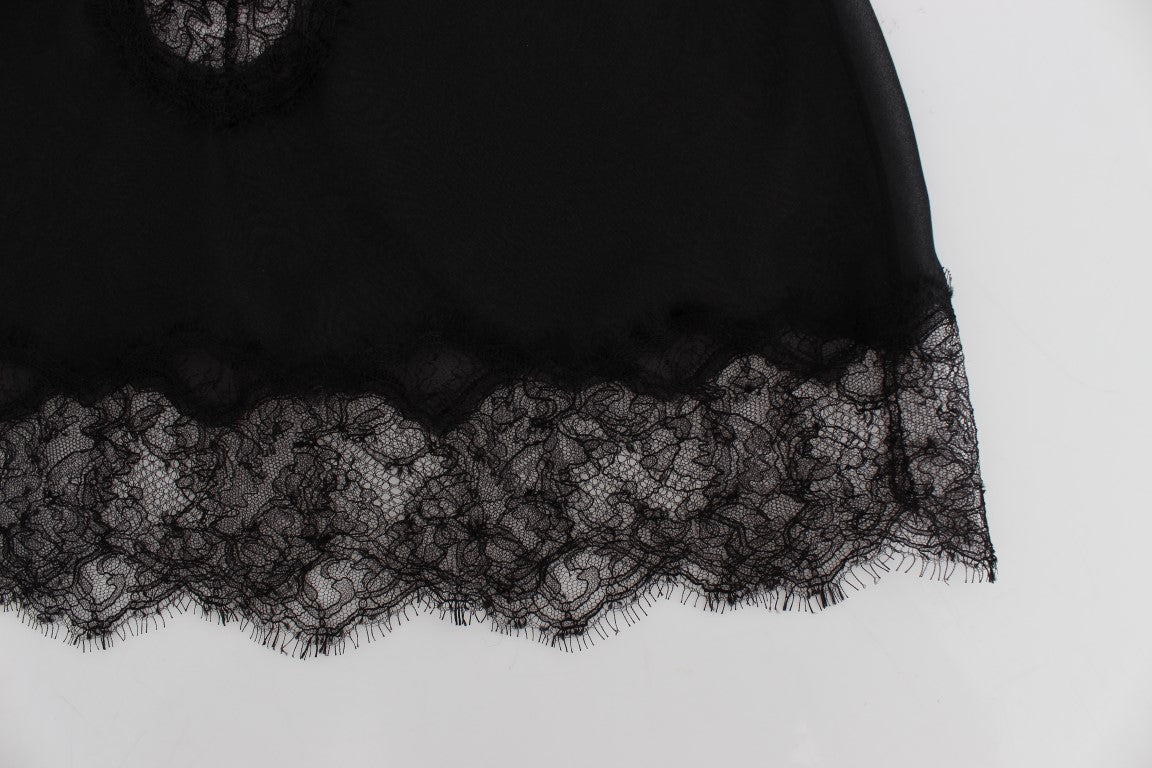 Black Silk Lace Babydoll Lingerie Top - coffeewithmee2Dolce & GabbanaP1156S