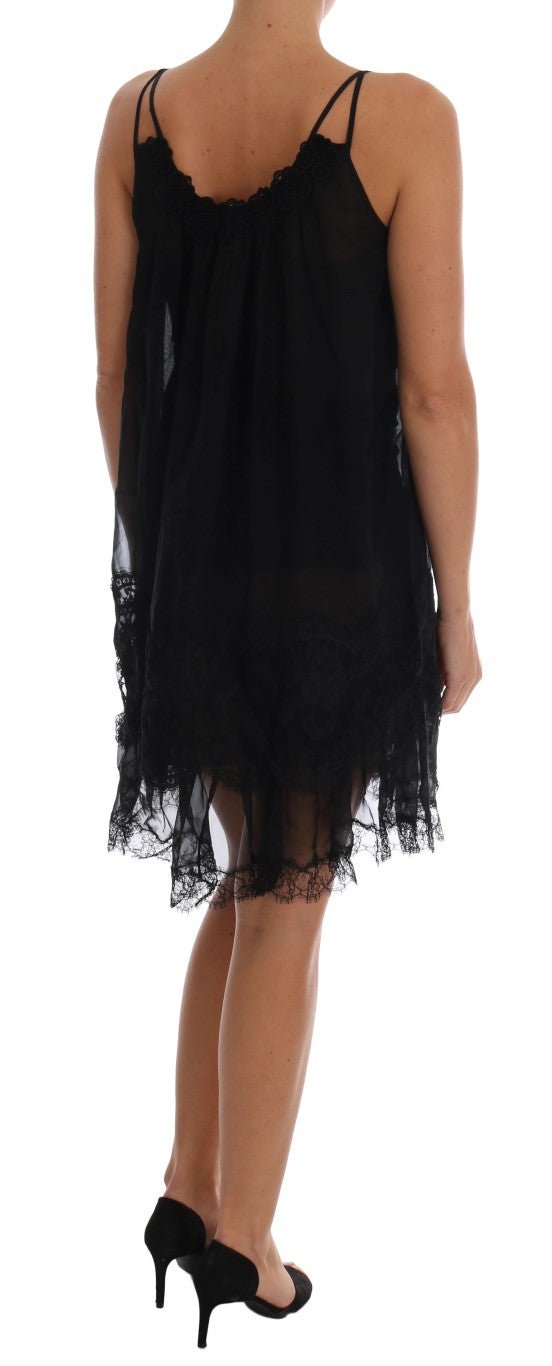 Black Silk Lace Chemise Dress - coffeewithmee2Dolce & GabbanaP2104S