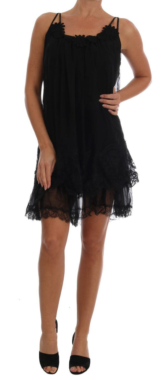 Black Silk Lace Chemise Dress - coffeewithmee2Dolce & GabbanaP2104S