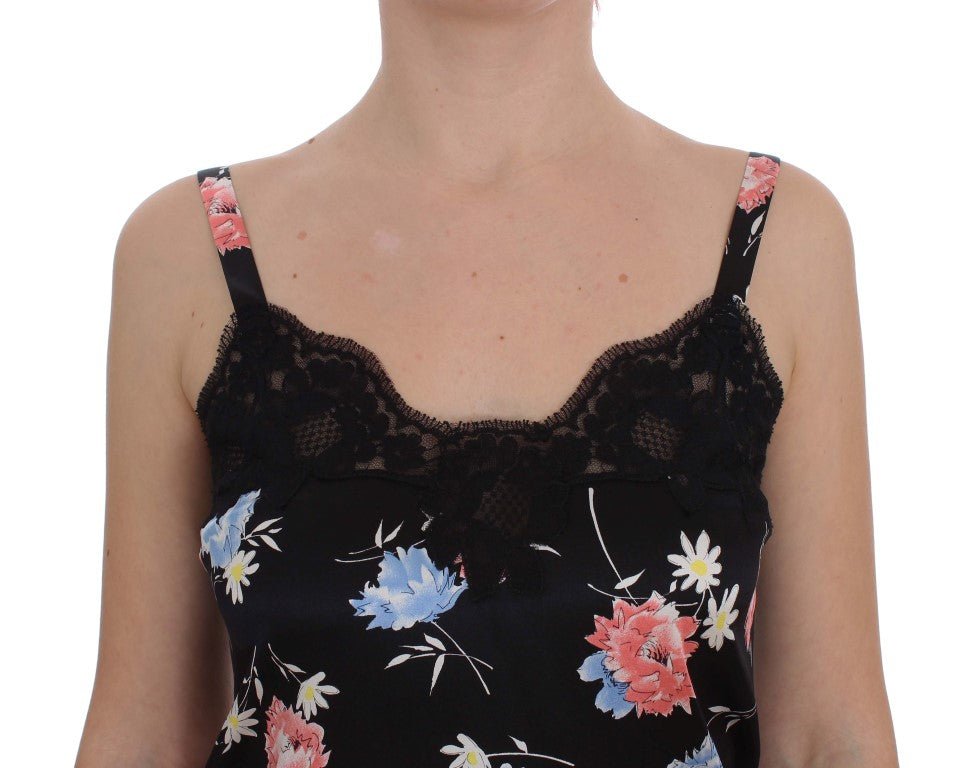 Black Silk Lace Chemise Lingerie Top - coffeewithmee2Dolce & GabbanaP1148S