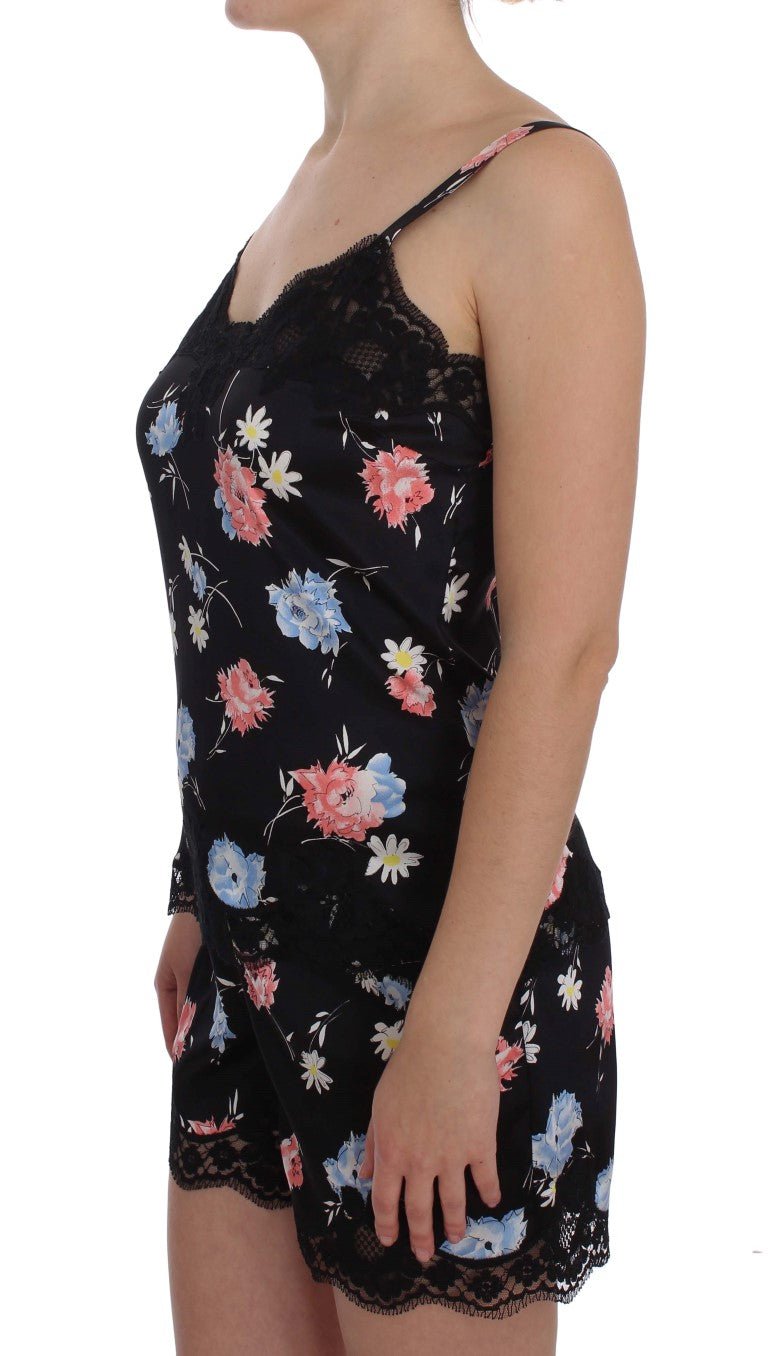 Black Silk Lace Chemise Lingerie Top - coffeewithmee2Dolce & GabbanaP1148S