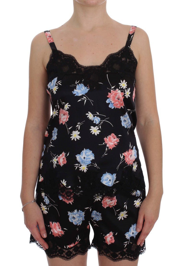 Black Silk Lace Chemise Lingerie Top - coffeewithmee2Dolce & GabbanaP1148S