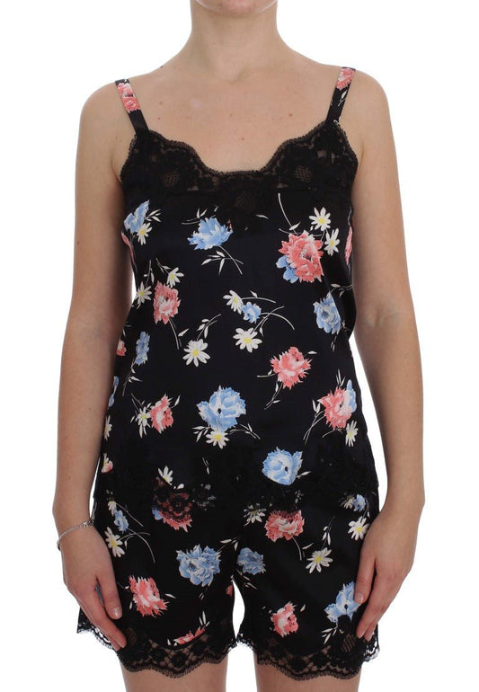Black Silk Lace Chemise Lingerie Top - coffeewithmee2Dolce & GabbanaP1148S