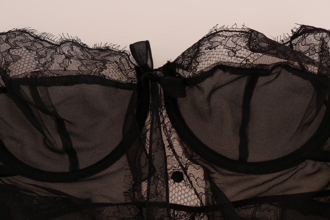 Black Silk Lace Chemise Lingerie Top - coffeewithmee2Dolce & GabbanaP2026S