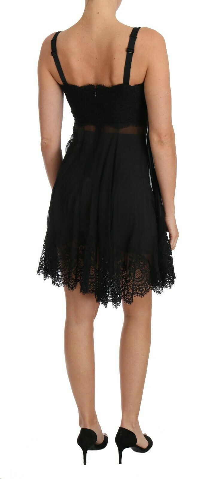 Black Silk Lace Dress Chemise Lingerie - coffeewithmee2Dolce & GabbanaP3320S