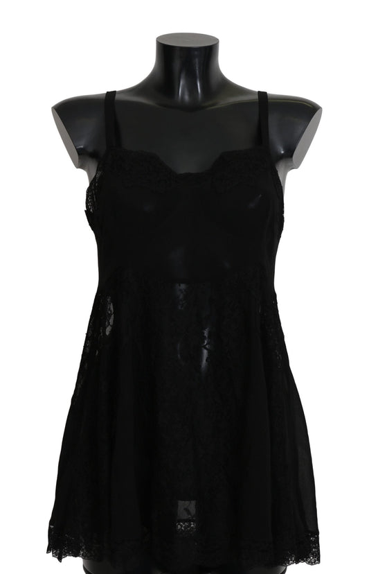 Black Silk Lace Dress Lingerie Chemisole - coffeewithmee2Dolce & GabbanaP1592S