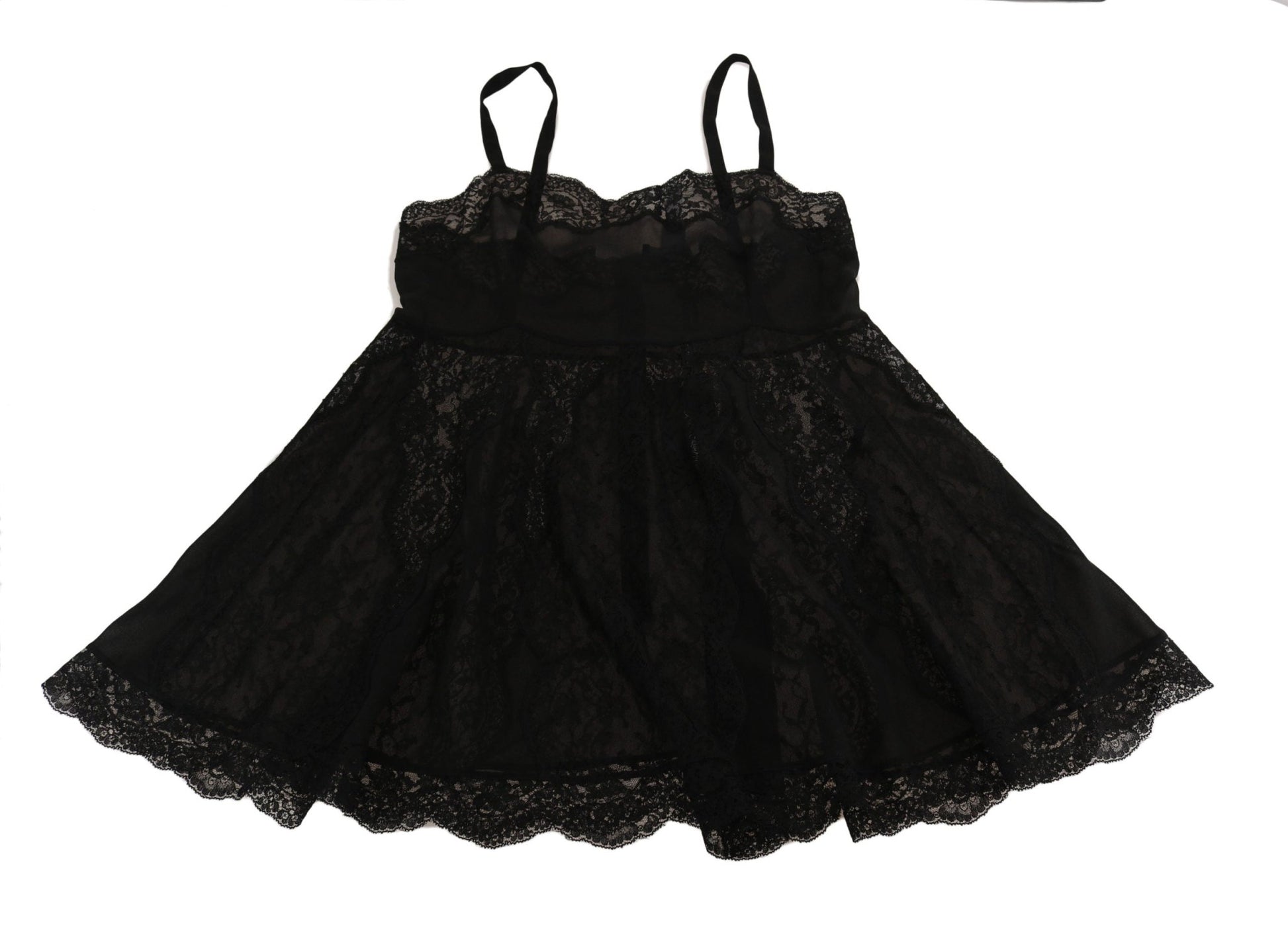 Black Silk Lace Dress Lingerie Chemisole - coffeewithmee2Dolce & GabbanaP1592S