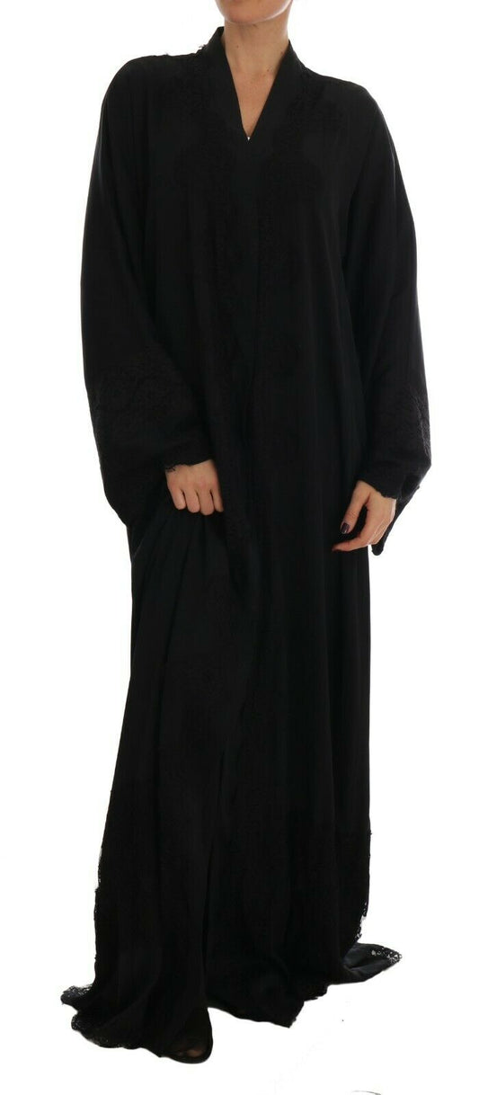 Black Silk Ricamo Kaftan Abaya Dress - coffeewithmee2Dolce & GabbanaP5683S